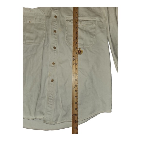 Vintage J.Riggings Hunting Horn Button Down Shirt Medium Men's White Embroidered - Picture 4 of 10